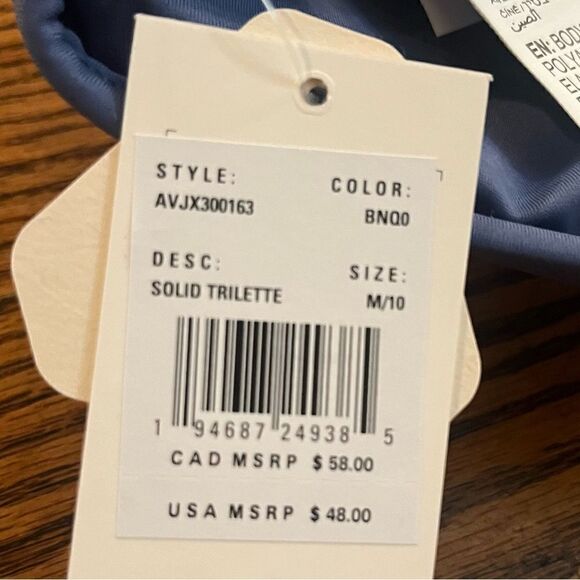 RVCA Solid Trilette Bikini Top Blue Size M - Picture 11 of 11